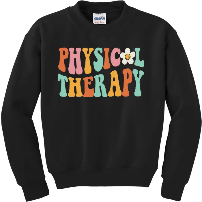 Retro Groovy Physical Therapy Physical Therapist PT Month Kids Sweatshirt