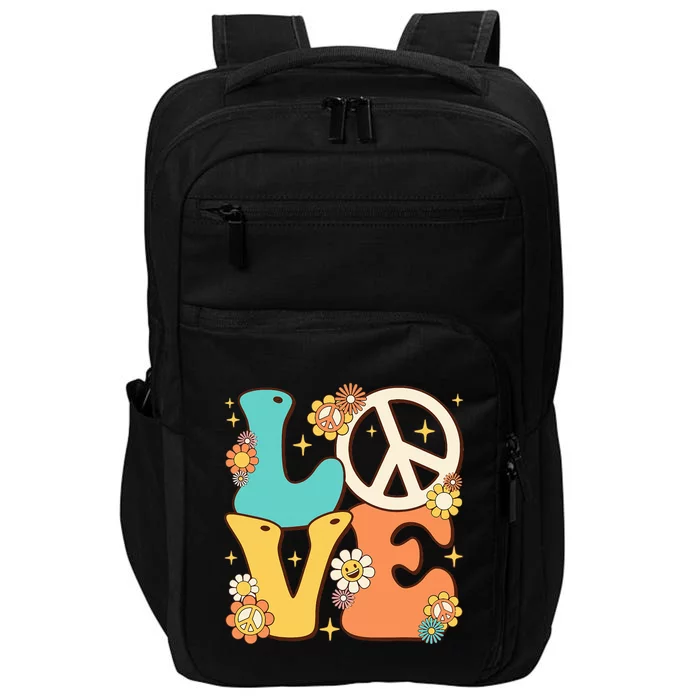 Retro Groovy Peace Sign Love 60s 70s Costume Hippie Theme Impact Tech Backpack