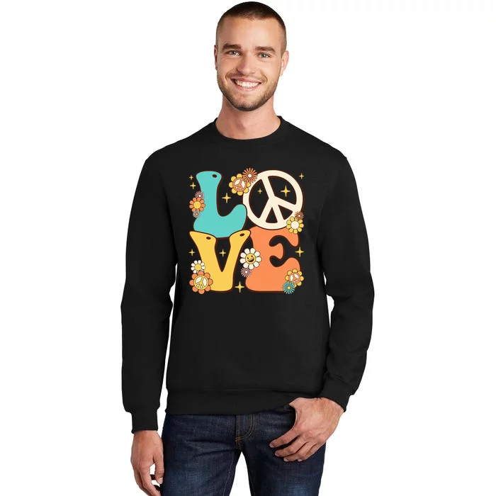 Retro Groovy Peace Sign Love 60s 70s Costume Hippie Theme Tall Sweatshirt