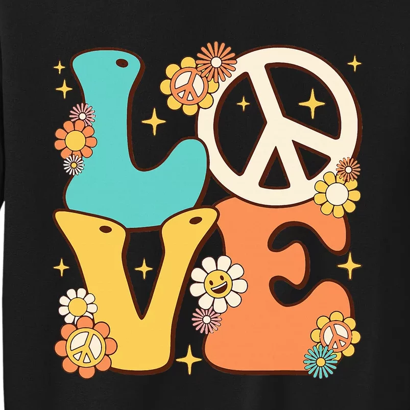 Retro Groovy Peace Sign Love 60s 70s Costume Hippie Theme Tall Sweatshirt