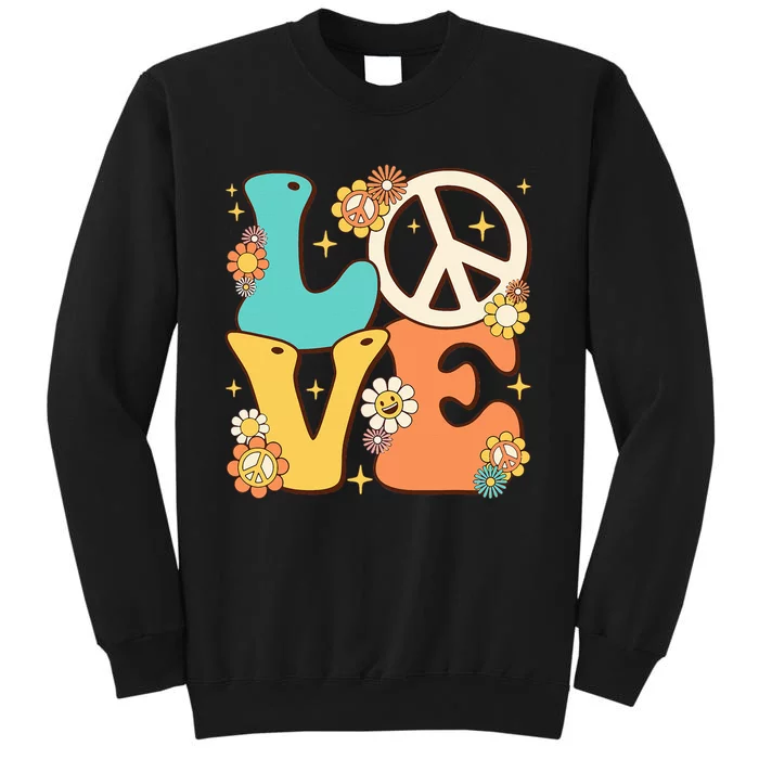 Retro Groovy Peace Sign Love 60s 70s Costume Hippie Theme Tall Sweatshirt