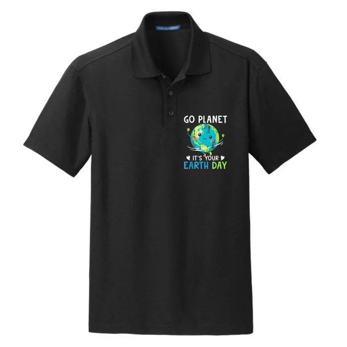 Retro Go Planet It's Your Earth Day Dry Zone Grid Performance Polo