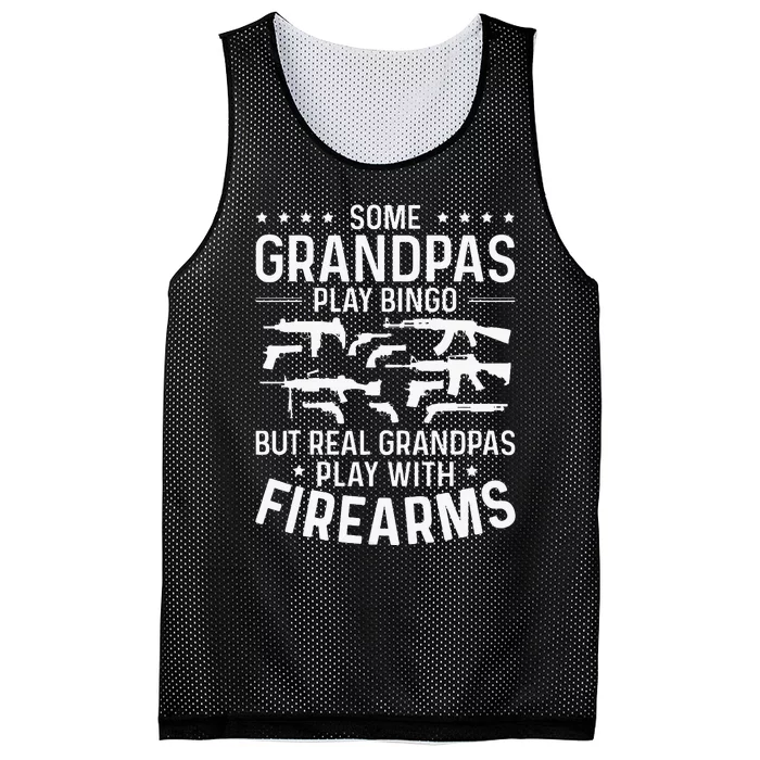 Real Grandpas Play With Firearms Funny Gun Lover Mesh Reversible Basketball Jersey Tank