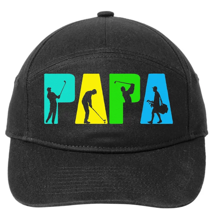 Retro Golfing Papa Golfer Golf Gifts For Fathers Day 7-Panel Snapback Hat