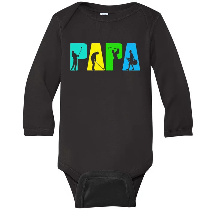 Retro Golfing Papa Golfer Golf Gifts For Fathers Day Baby Long Sleeve Bodysuit