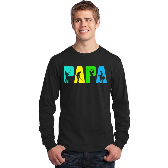 Retro Golfing Papa Golfer Golf Gifts For Fathers Day Tall Long Sleeve T-Shirt