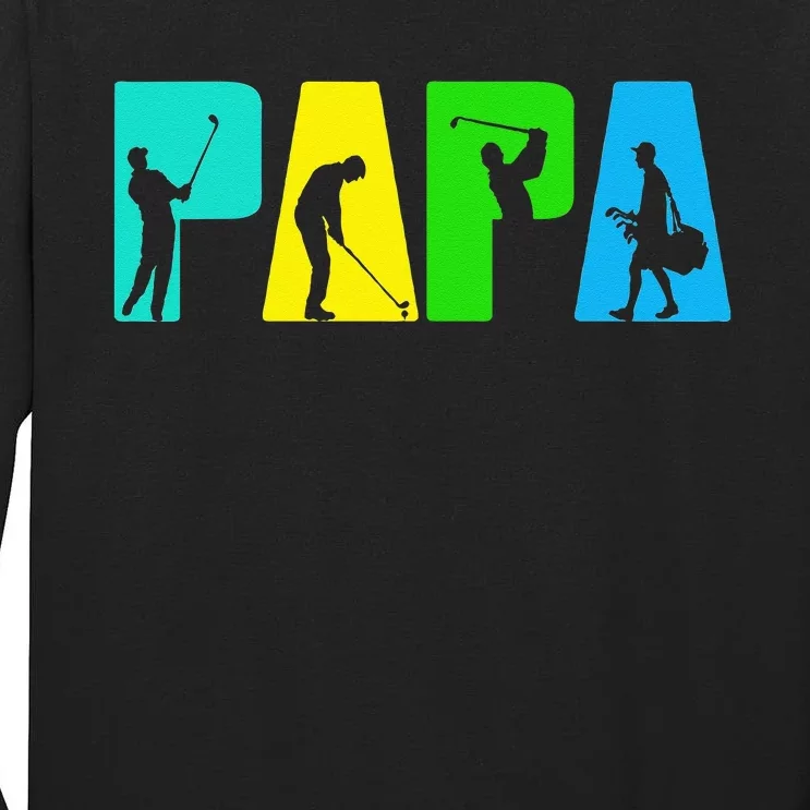 Retro Golfing Papa Golfer Golf Gifts For Fathers Day Tall Long Sleeve T-Shirt