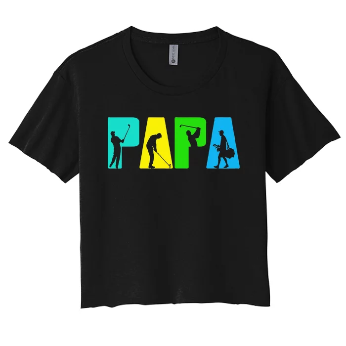 Retro Golfing Papa Golfer Golf Gifts For Fathers Day Women's Crop Top Tee