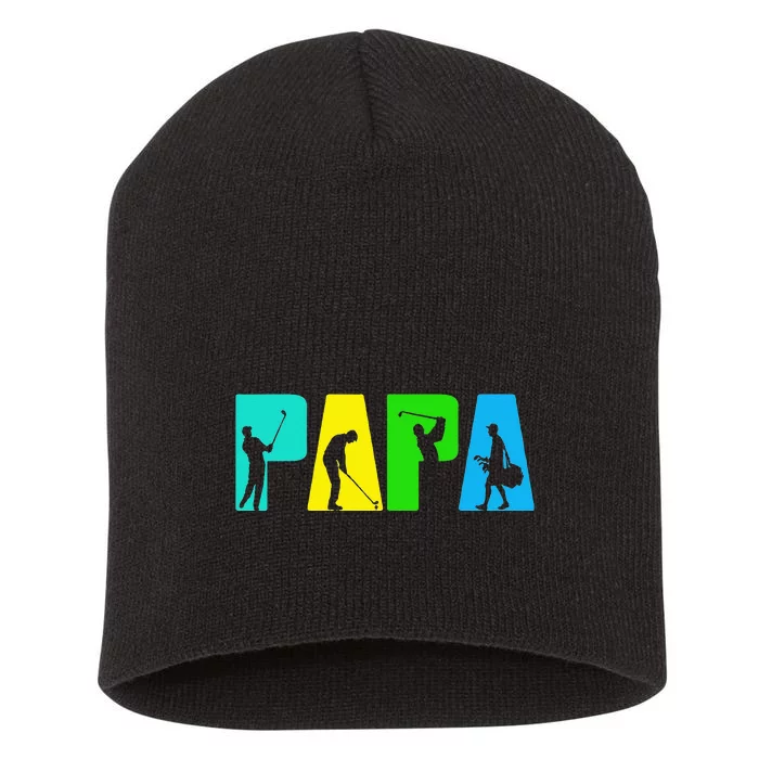 Retro Golfing Papa Golfer Golf Gifts For Fathers Day Short Acrylic Beanie