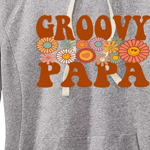 Retro Groovy Papa Matching Family 1st Birthday Party Women's Fleece Hoodie