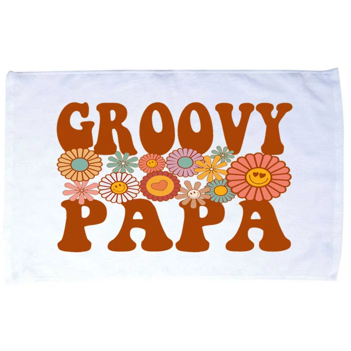 Retro Groovy Papa Matching Family 1st Birthday Party Microfiber Hand Towel