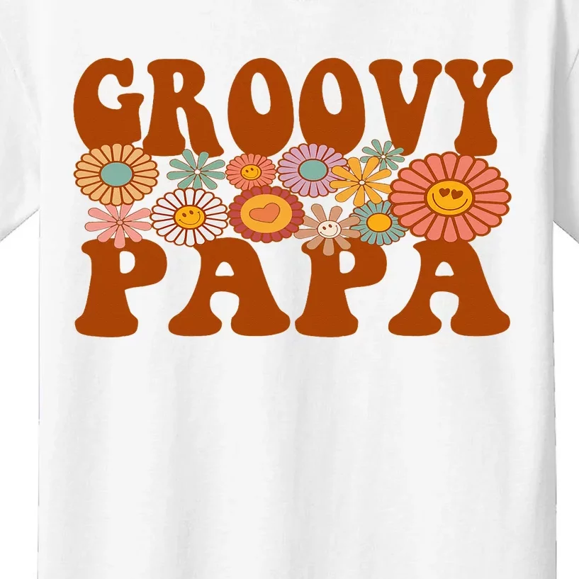 Retro Groovy Papa Matching Family 1st Birthday Party Kids T-Shirt