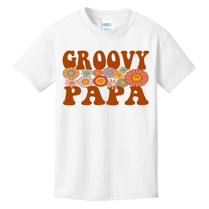 Retro Groovy Papa Matching Family 1st Birthday Party Kids T-Shirt