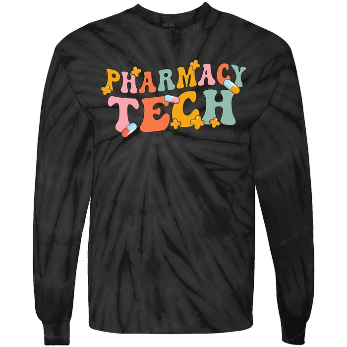 Retro Groovy Pharmacy Technician Pharmacist Pharmacy Tech Tie-Dye Long Sleeve Shirt