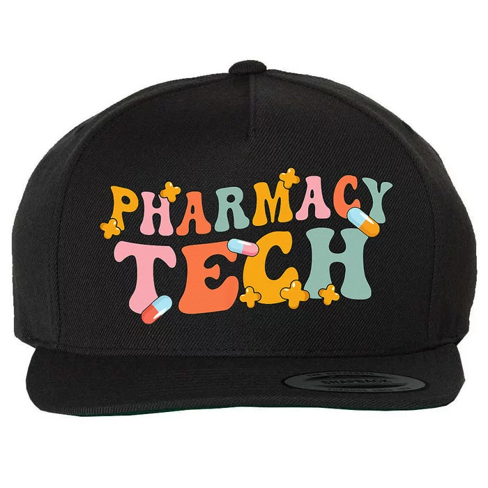 Retro Groovy Pharmacy Technician Pharmacist Pharmacy Tech Wool Snapback Cap