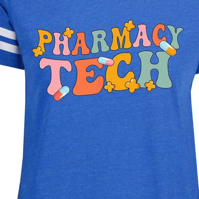 Retro Groovy Pharmacy Technician Pharmacist Pharmacy Tech Enza Ladies Jersey Football T-Shirt