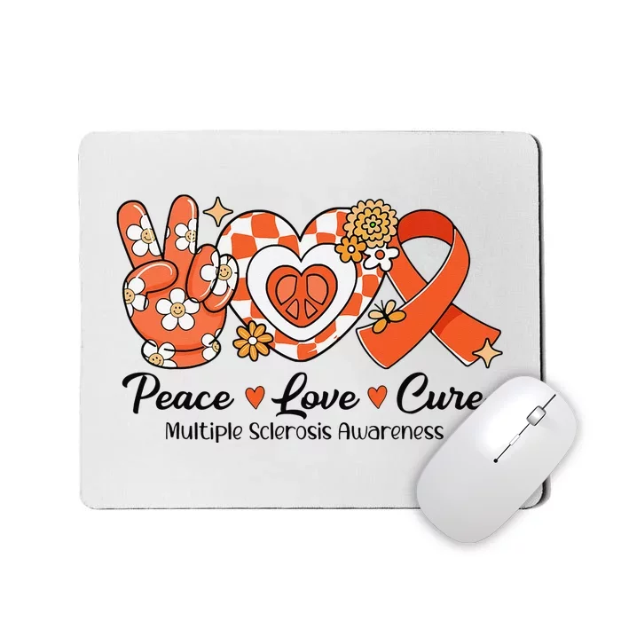 Retro Groovy Peace Love Cure Multiple Sclerosis Awareness Mousepad