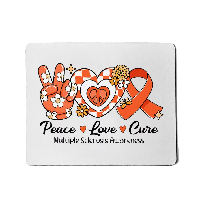 Retro Groovy Peace Love Cure Multiple Sclerosis Awareness Mousepad