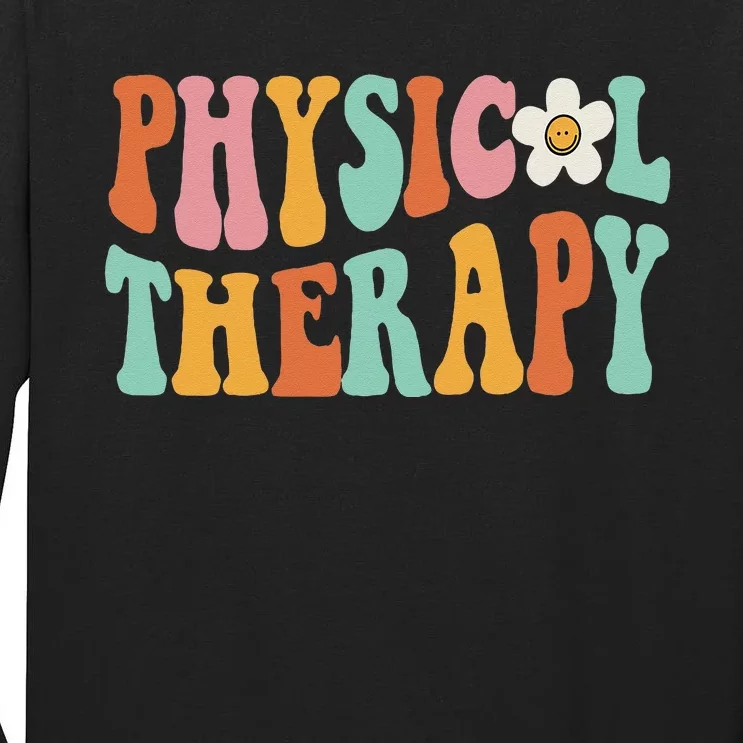 Retro Groovy Physical Therapy Physical Therapist PT Month Tall Long Sleeve T-Shirt