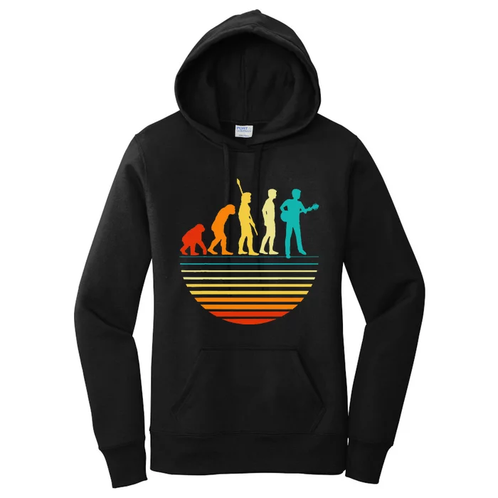 Retro Guitar Player Design Guitarist I Vintage Evolution Women's Pullover Hoodie