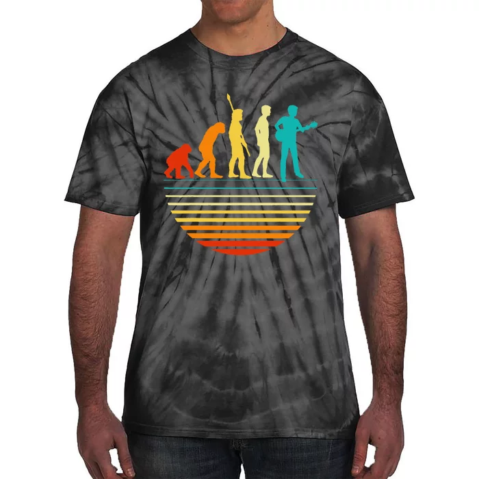 Retro Guitar Player Design Guitarist I Vintage Evolution Tie-Dye T-Shirt