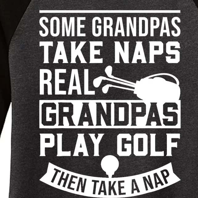 Real Grandpas Play Golf - Best Grandpa Golfer Dad Funny Gift Women's Tri-Blend 3/4-Sleeve Raglan Shirt