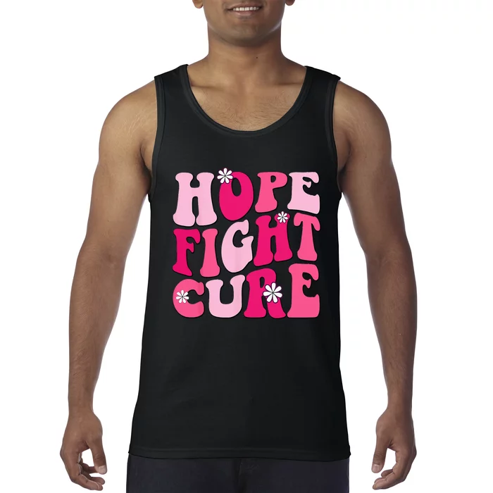 Retro Groovy Pink Hope Fight Cure Breast Cancer Awareness Tank Top