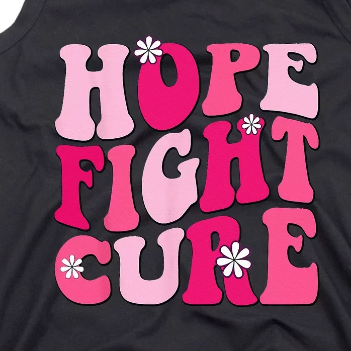 Retro Groovy Pink Hope Fight Cure Breast Cancer Awareness Tank Top