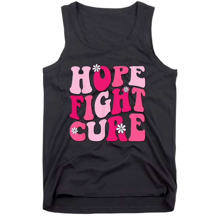 Retro Groovy Pink Hope Fight Cure Breast Cancer Awareness Tank Top