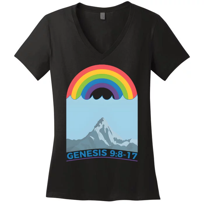 Rainbow God’s Promise 9 817 Women's V-Neck T-Shirt