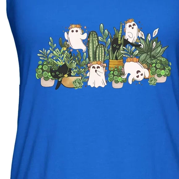 Retro Ghost Plant Lady Mama Halloween Spooky Botany Gift Ladies Essential Flowy Tank