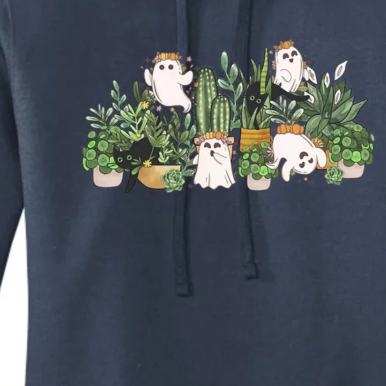 Retro Ghost Plant Lady Mama Halloween Spooky Botany Gift Women's Pullover Hoodie