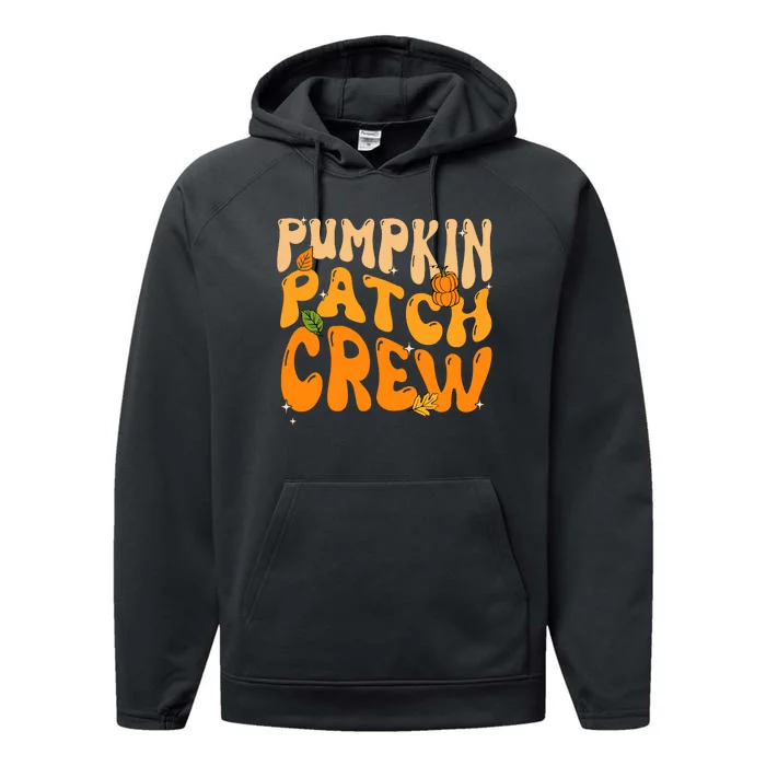 Retro Groovy Pumpkin Patch Crew Thanksgiving Fall Autumn Performance Fleece Hoodie