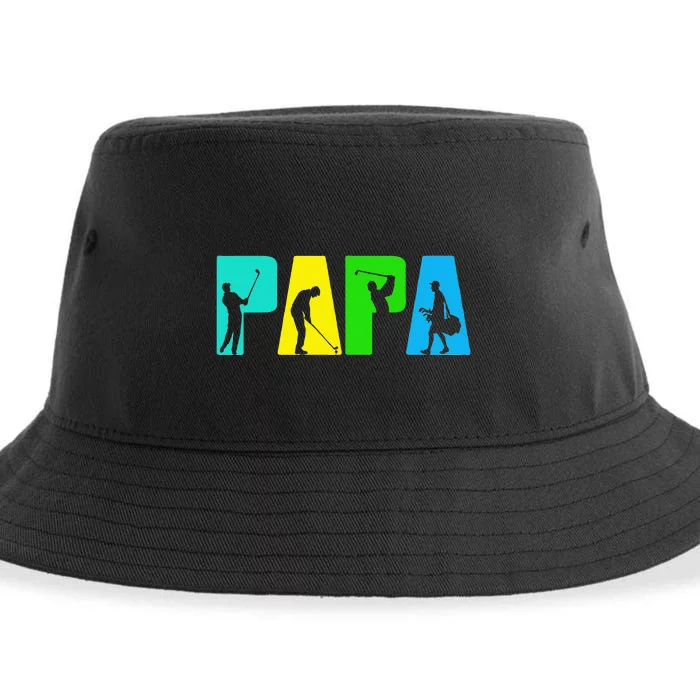 Retro Golfing Papa Golfer Golf Gifts For Fathers Day Sustainable Bucket Hat