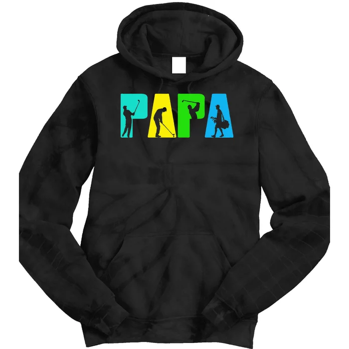 Retro Golfing Papa Golfer Golf Gifts For Fathers Day Tie Dye Hoodie