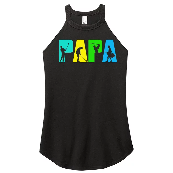 Retro Golfing Papa Golfer Golf Gifts For Fathers Day Women’s Perfect Tri Rocker Tank