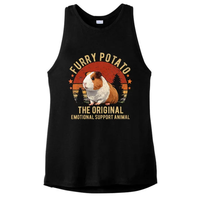 Retro Guinea Pig Furry Potato Vintage Guinea Pig Funny Ladies Tri-Blend Wicking Tank