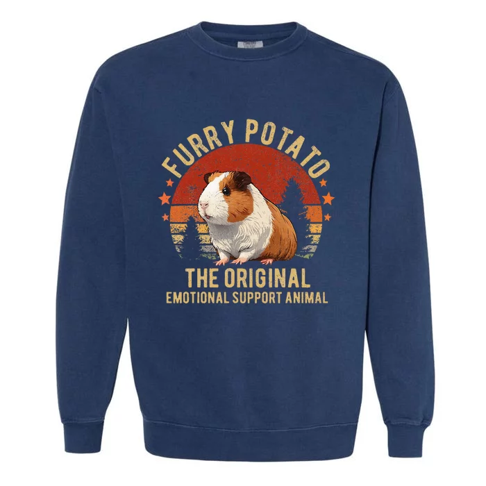 Retro Guinea Pig Furry Potato Vintage Guinea Pig Funny Garment-Dyed Sweatshirt