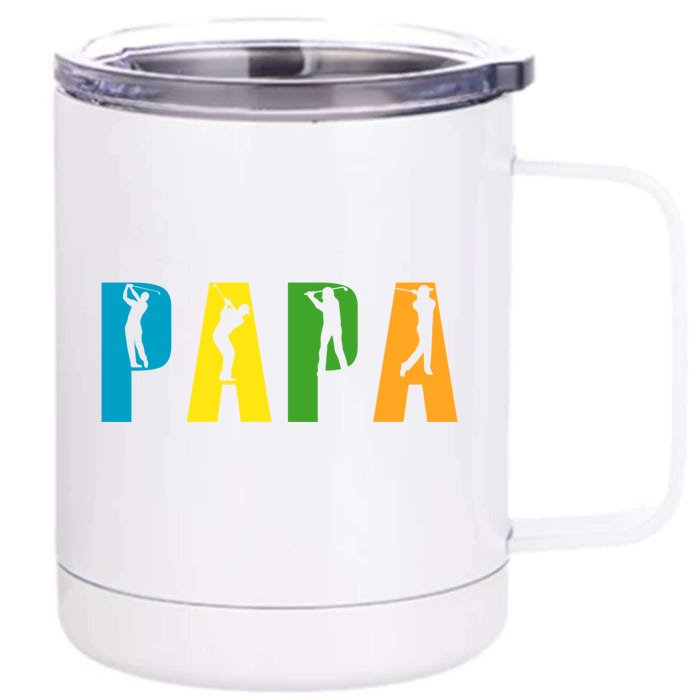 Retro Golfing Papa Golf Funny Gift For Fathers Day Gift Front & Back 12oz Stainless Steel Tumbler Cup