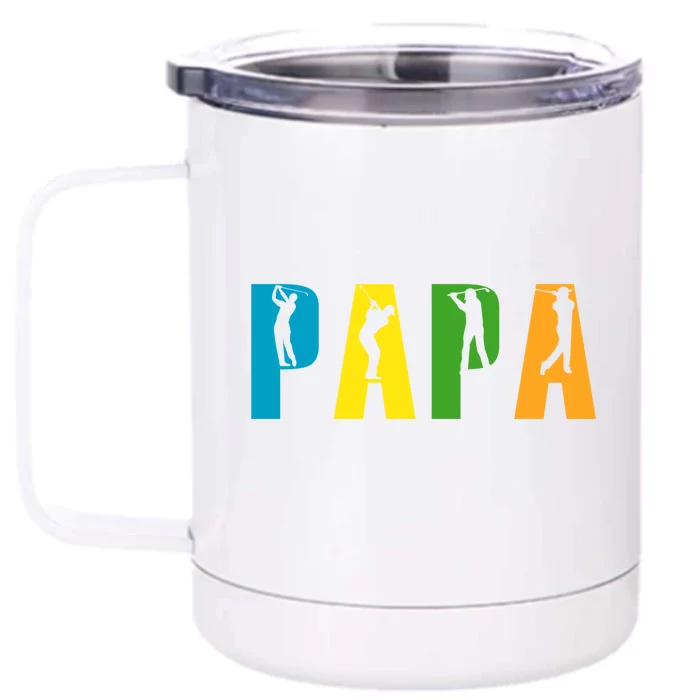 Retro Golfing Papa Golf Funny Gift For Fathers Day Gift Front & Back 12oz Stainless Steel Tumbler Cup