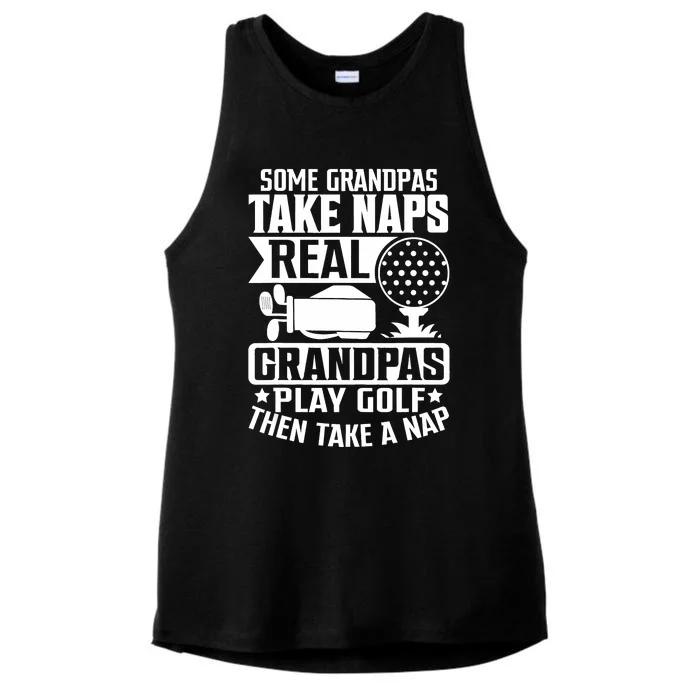 Real Grandpas Play Golf Fathers Day Ladies Tri-Blend Wicking Tank