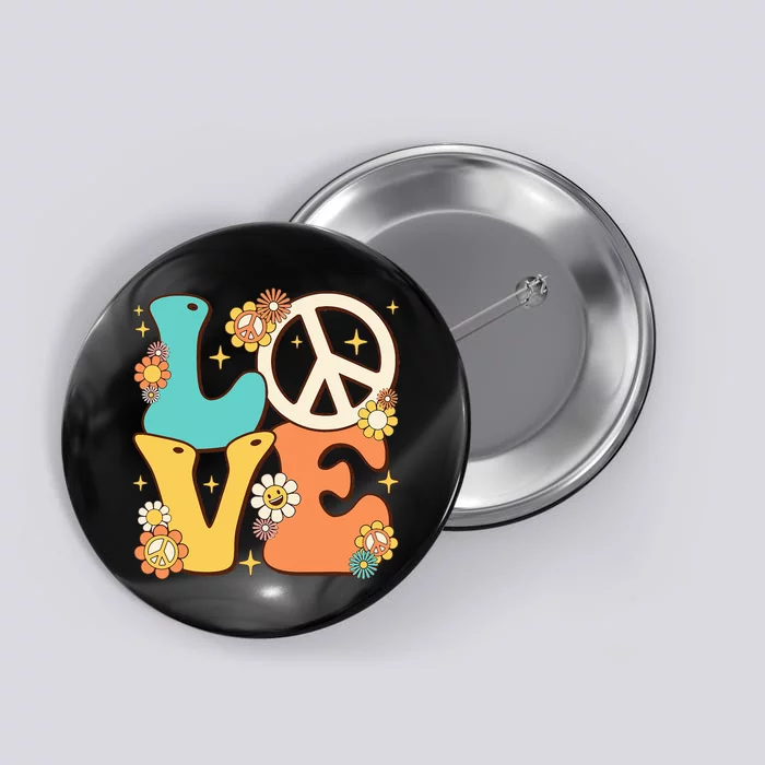 Retro Groovy Peace Sign Love 60s 70s Costume Hippie Theme Button