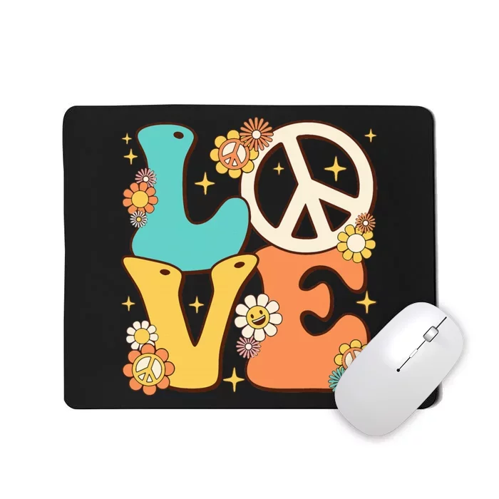 Retro Groovy Peace Sign Love 60s 70s Costume Hippie Theme Mousepad