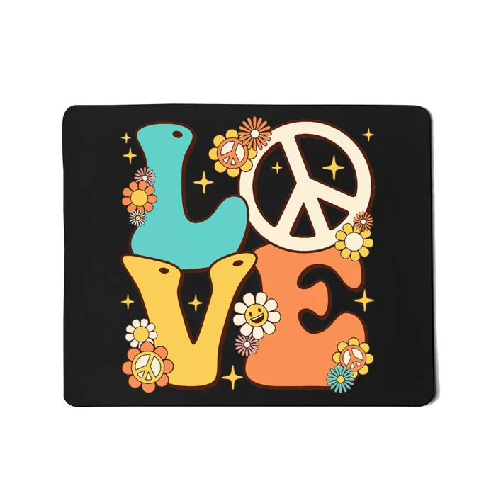 Retro Groovy Peace Sign Love 60s 70s Costume Hippie Theme Mousepad