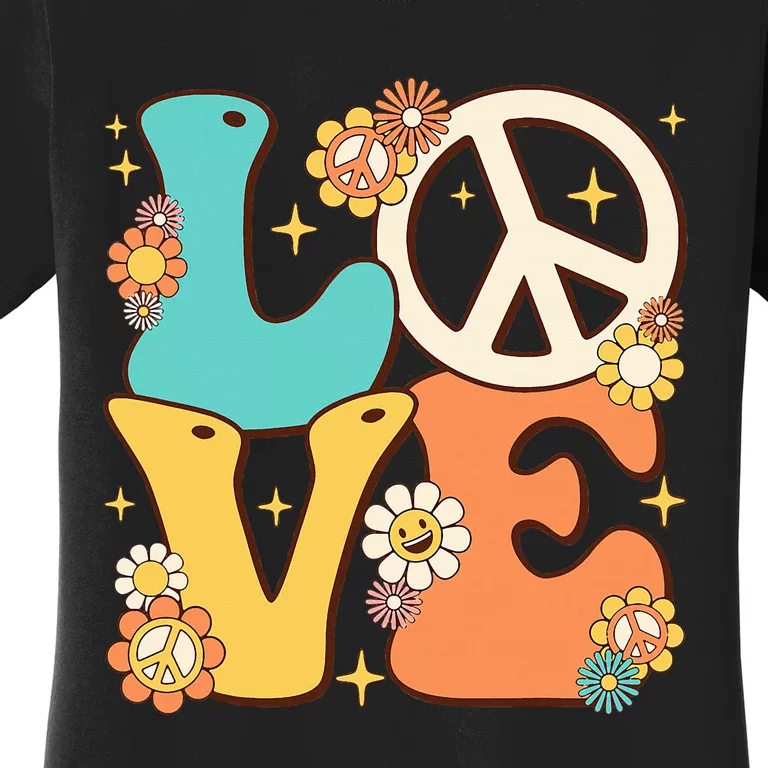 Retro Groovy Peace Sign Love 60s 70s Costume Hippie Theme Women's T-Shirt