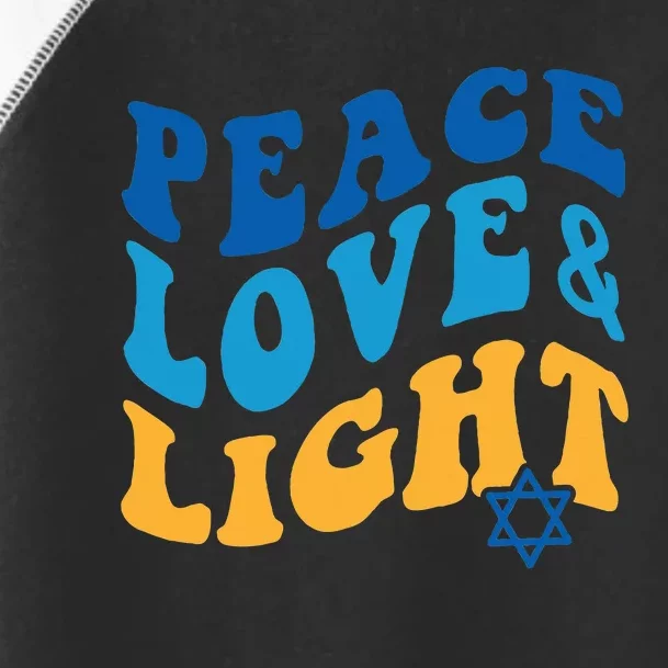 Retro Groovy Peace Love and Light Hanukkah Jewish Chanukah Toddler Fine Jersey T-Shirt