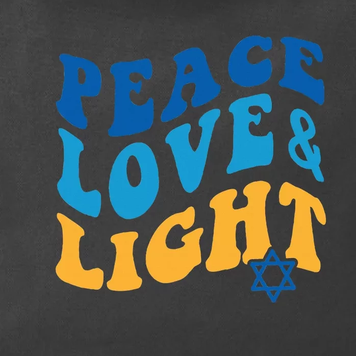 Retro Groovy Peace Love and Light Hanukkah Jewish Chanukah Zip Tote Bag