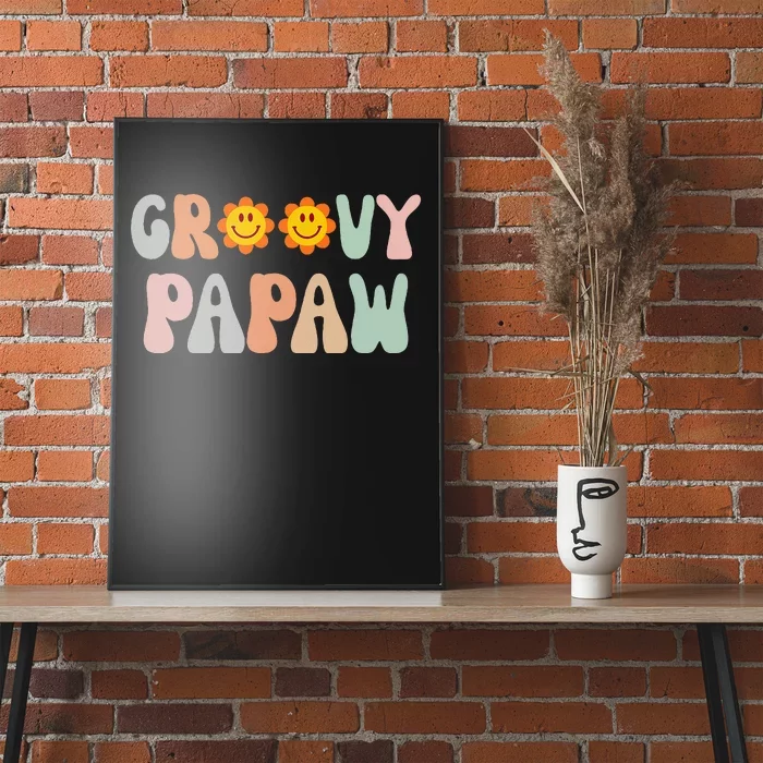 Retro Groovy Papaw Matching Family 1st Birthday Party Poster