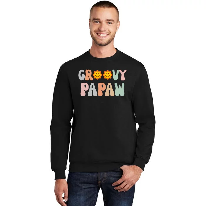 Retro Groovy Papaw Matching Family 1st Birthday Party Tall Sweatshirt