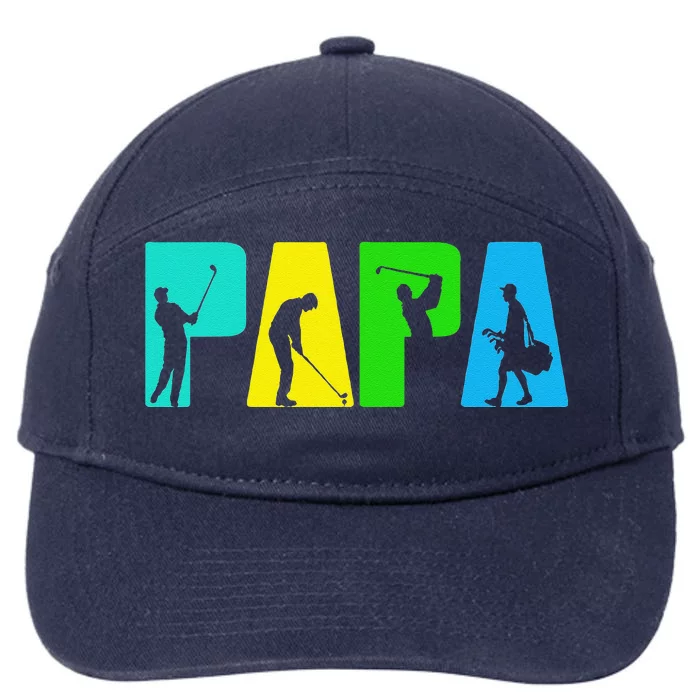 Retro Golfing Papa Golfer. Golf Gifts For Fathers Day 7-Panel Snapback Hat